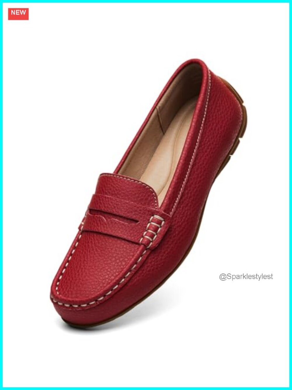 Pebbled Leather Penny Loafers Slip-Ons Business Casual Flats